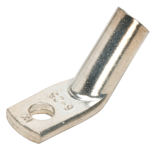 One Hole 45 degree Standard Barrel Copper Lug for angled cable termination in electrical applications